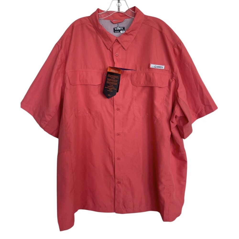 Habit Fishing Outdoor Vented Button Down Shirt Mesh‎ Back Mens Size 3XL Coral